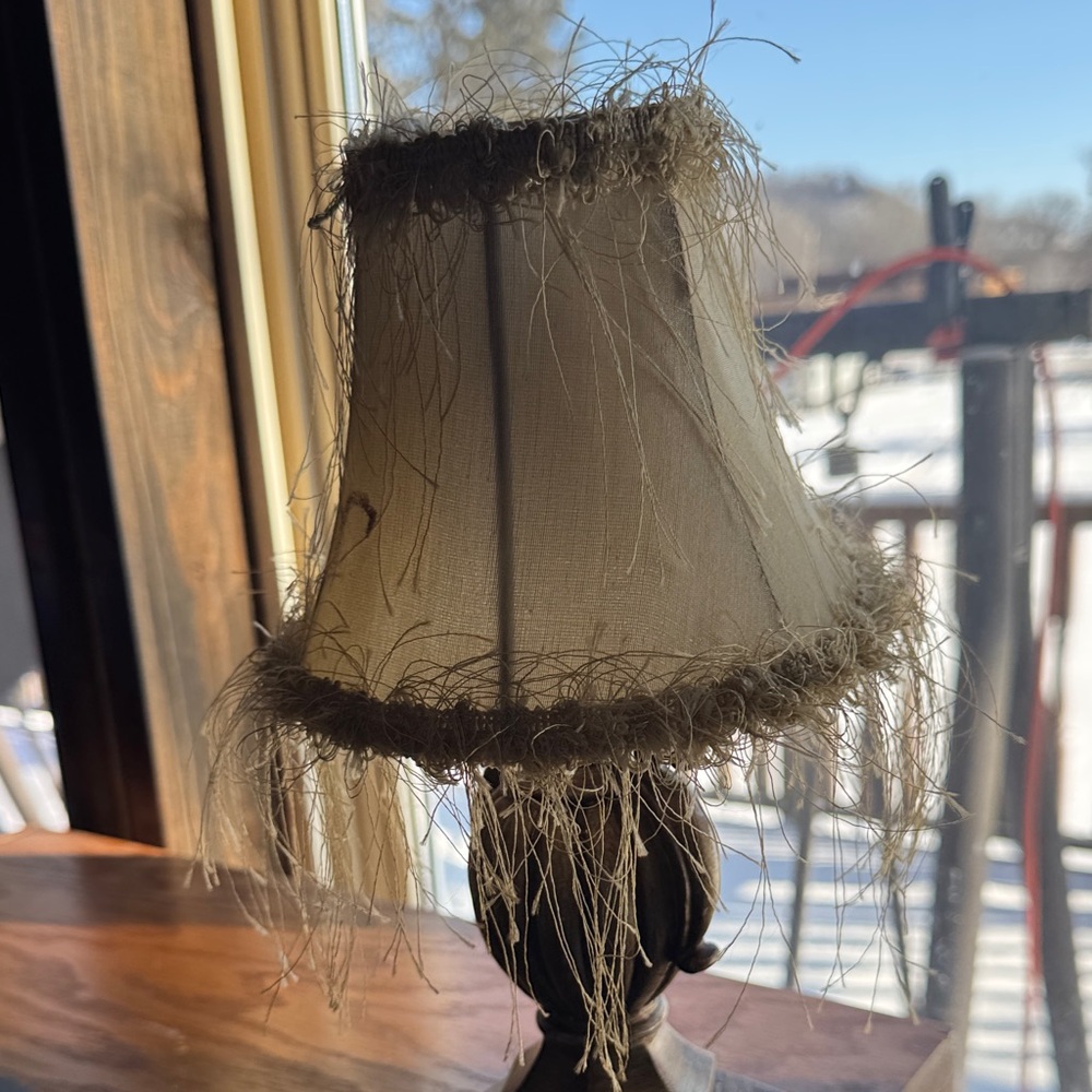 Vintage Table Lamp with Fringe Shade - Picture 3 of 9